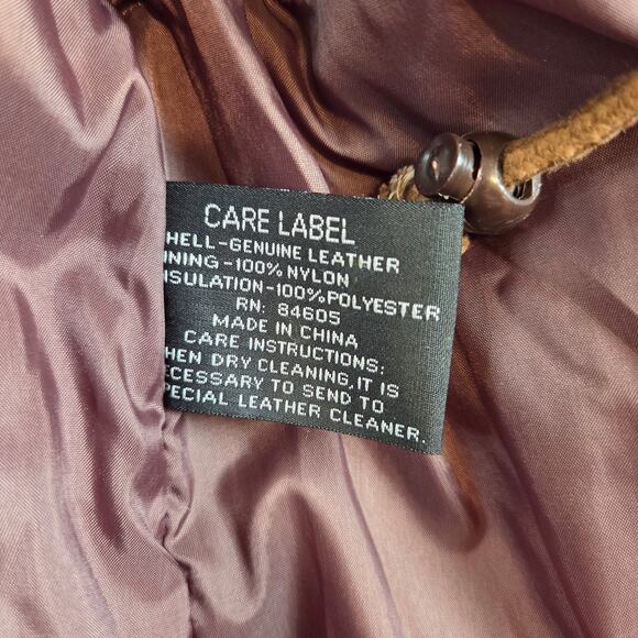 Burk’s Bay Brown Leather Car Coat Jacket 2XT Tall Plaid Lined Men’s Patch - Picture 6 of 10